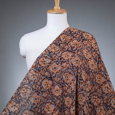 Brown - Kalamkari Block Printing Natural Dyed Cotton Fabric