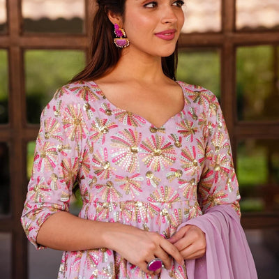 graceful cascade georgette suit set