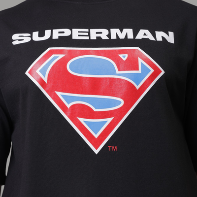 Men's Black Boxy Fit Character Print Crew Neck T-shirt