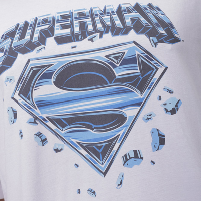 Men's White Boxy Fit Character Print Crew Neck T-shirt