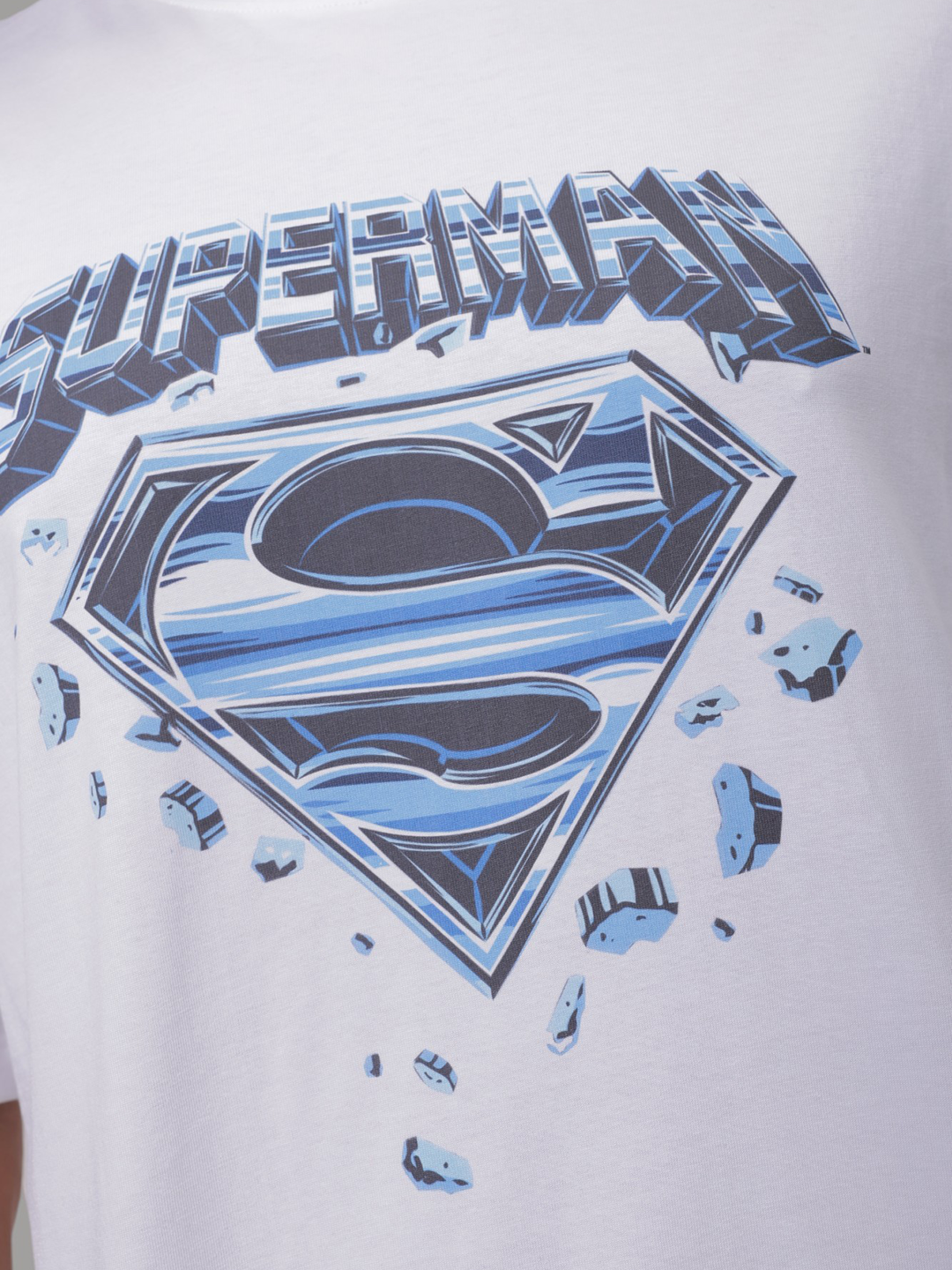 Men's White Boxy Fit Character Print Crew Neck T-shirt
