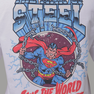 Men's White Boxy Fit Character Print Crew Neck T-shirt