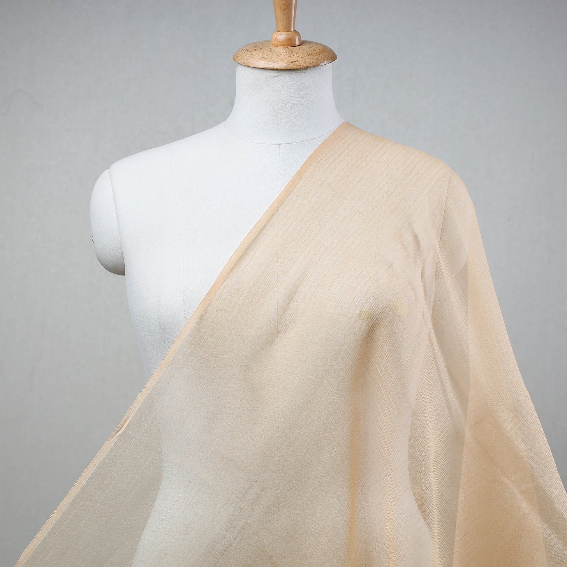 Beige - Plain Weaving Kota Doria Cotton Fabric 01