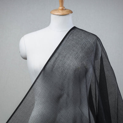 Black - Plain Weaving Cotton Kota Doria Fabric 13