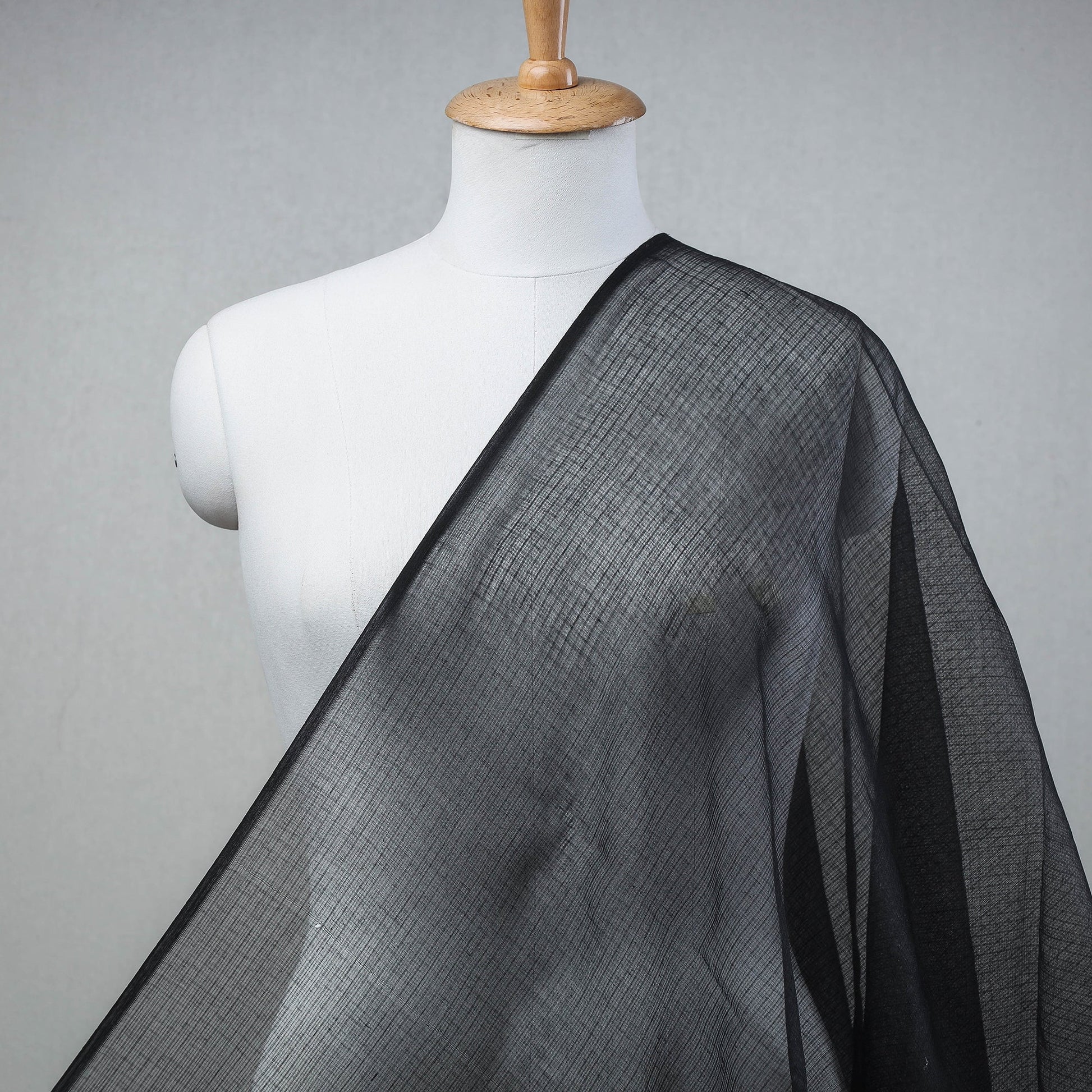 Black - Plain Weaving Cotton Kota Doria Fabric 13