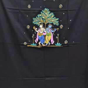 Krishna Theme Pattachitra Kurta Cotton Dress Material(Unstitched)