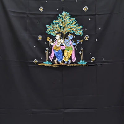 Krishna Theme Pattachitra Kurta Cotton Dress Material(Unstitched)