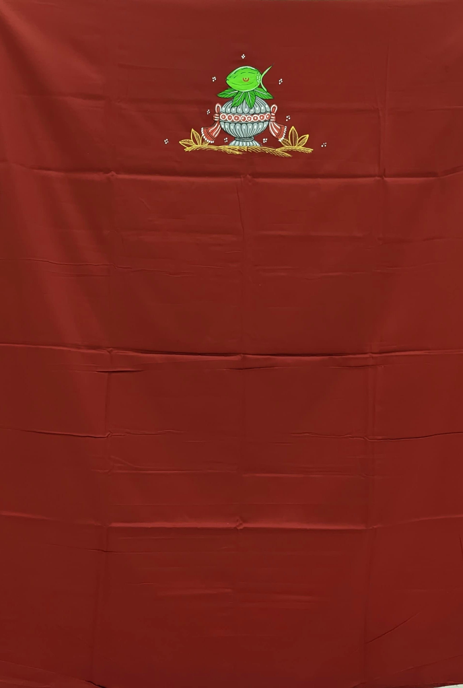 Maroon Doli Barat Pattachitra Kurta Cotton Dress Material(Unstitched)