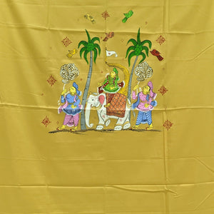 Mustard Yellow Doli Barat Pattachitra Kurti Cotton Dress Material