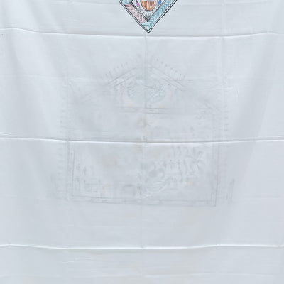 White Saura Art Pattachitra Kurta Cotton Dress Material (Unstitched)