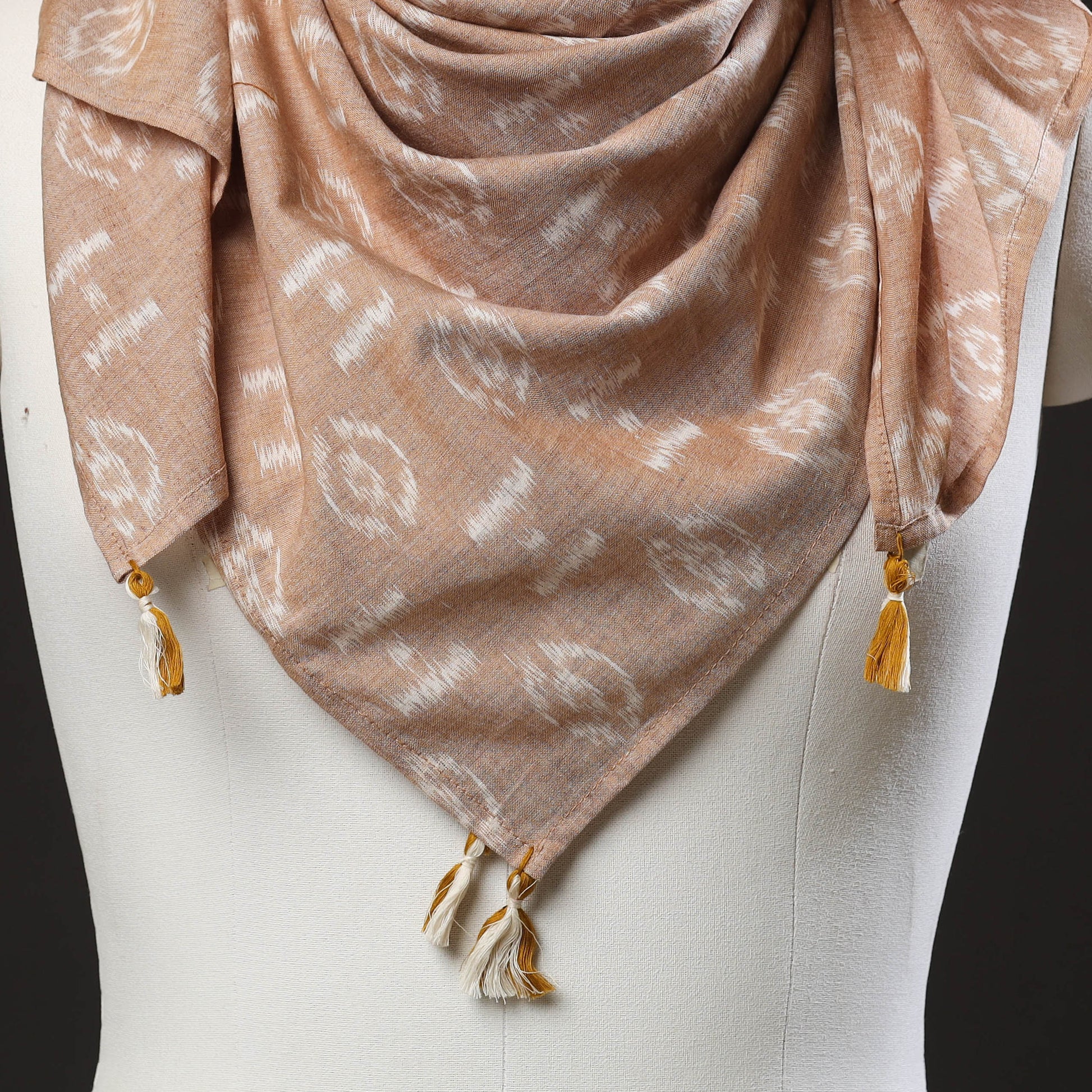 Brown - Maniabandha Ikat Handloom Cotton Scarf