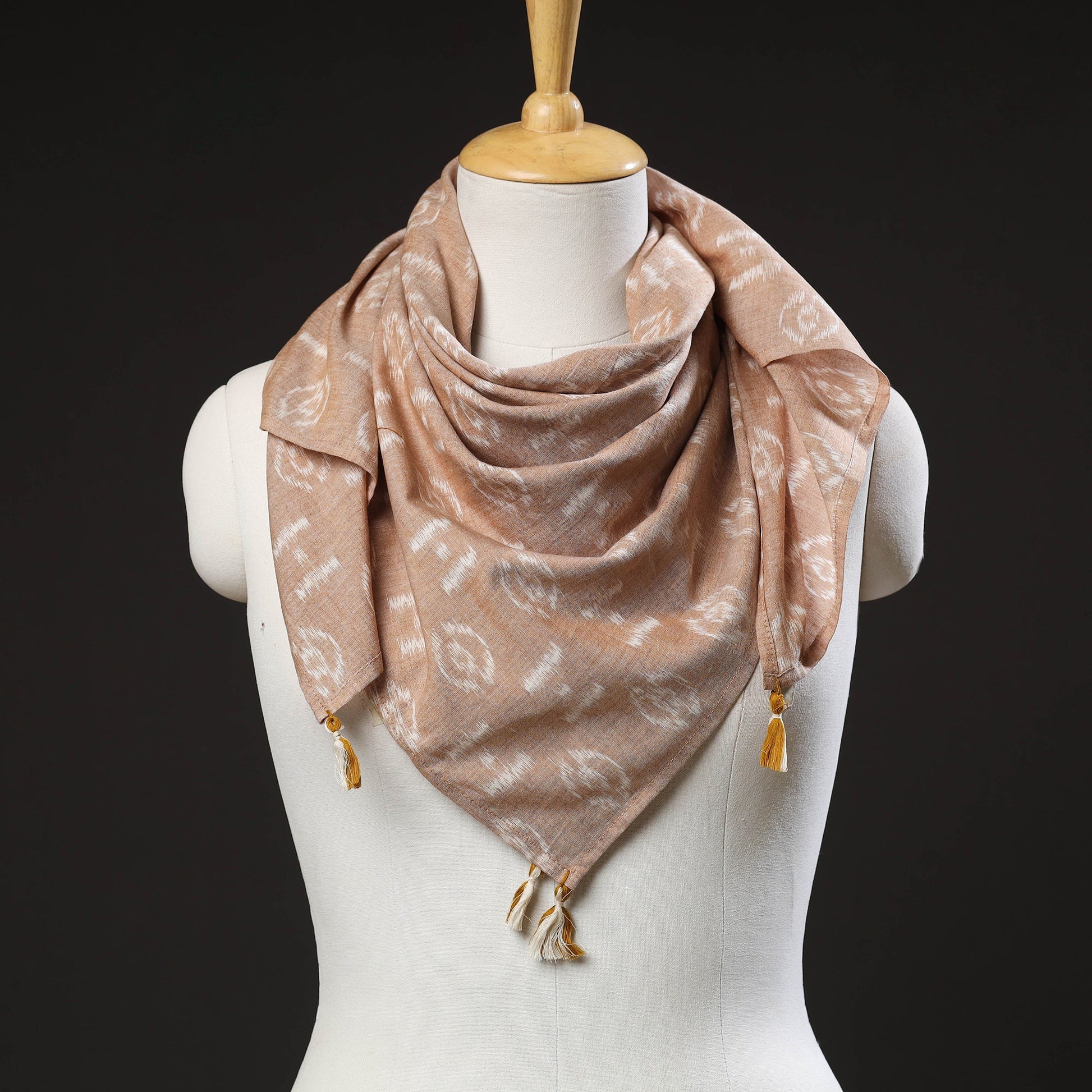 Brown - Maniabandha Ikat Handloom Cotton Scarf