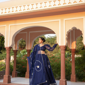 NAVY BLUE ORGANZA LEHENGA SET