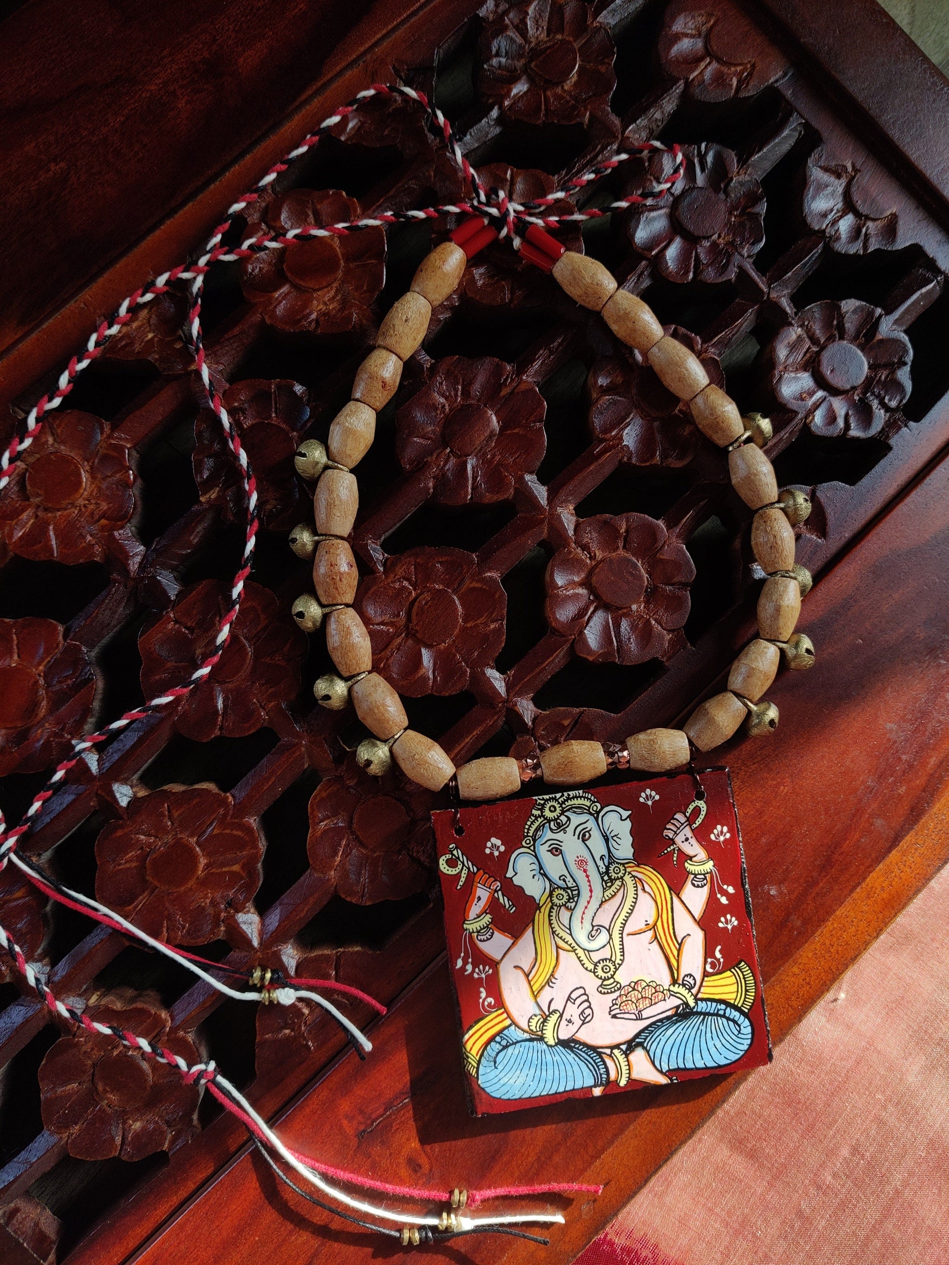 Shri Ganesh Pattachitra Handpainted Necklace