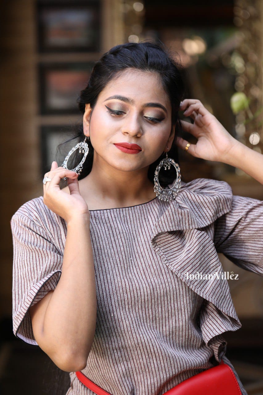 Grey Stripes Odisha Handloom Kotpad Organic Cotton Shirt Dress