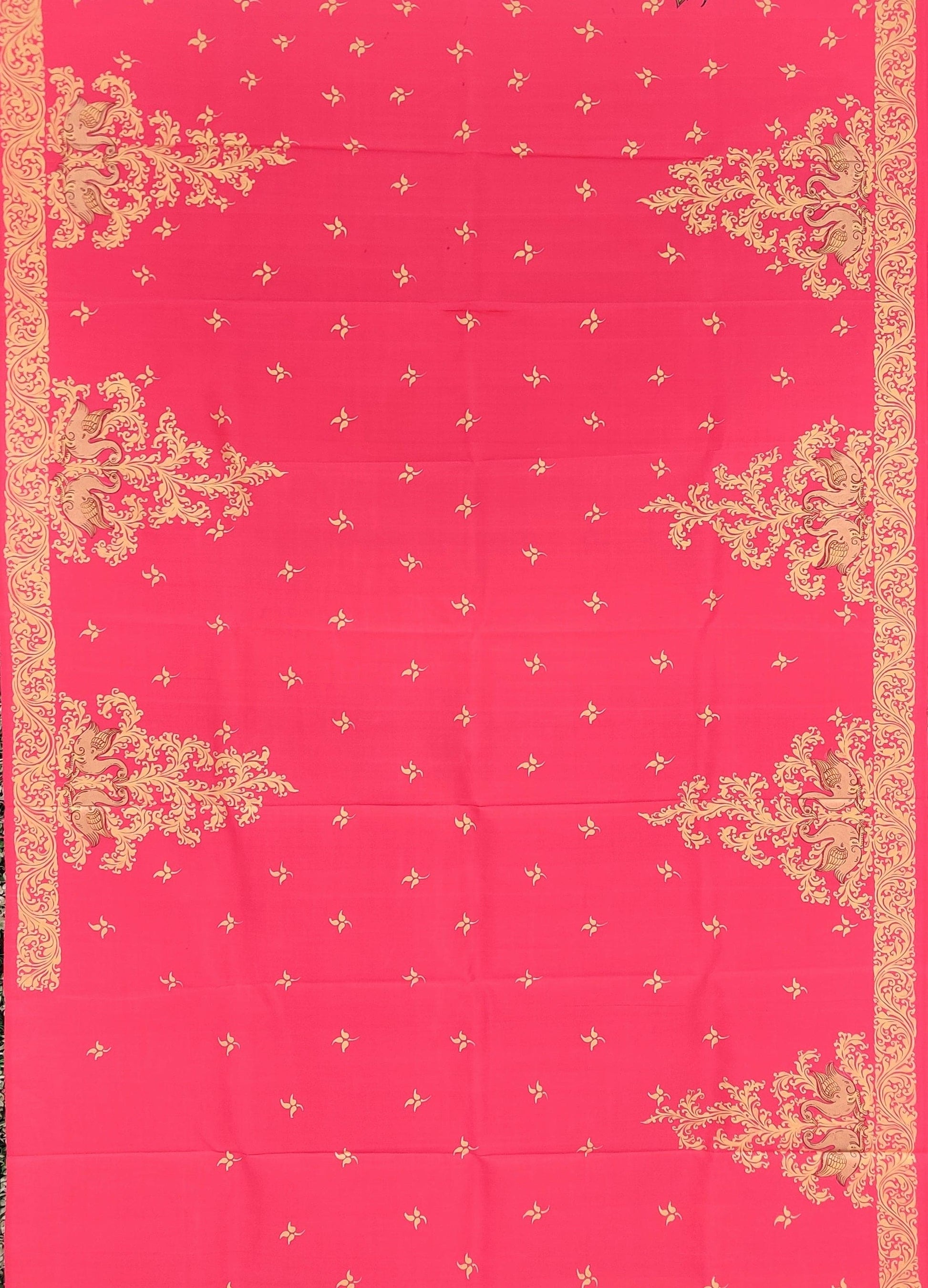 Royal Pink Swan Hand-Painted Pattachitra Saree
