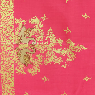 Royal Pink Swan Hand-Painted Pattachitra Saree