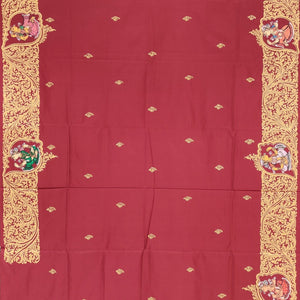 Maroon Sankha (Shell) Pattachitra Saree