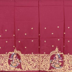 Maroon Sankha (Shell) Pattachitra Saree