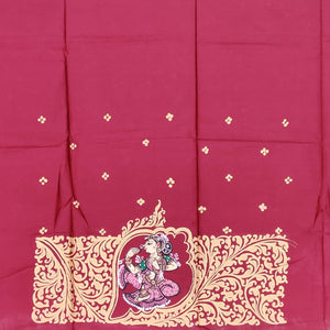 Maroon Sankha (Shell) Pattachitra Saree