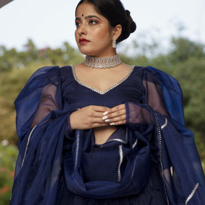 NAVY BLUE ORGANZA LEHENGA SET