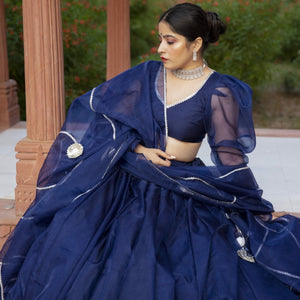 NAVY BLUE ORGANZA LEHENGA SET