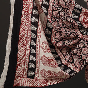 Black - 3pc Natural Dyed Cotton Bagh Print Suit Material Set
