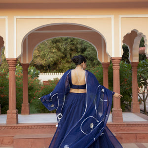 NAVY BLUE ORGANZA LEHENGA SET