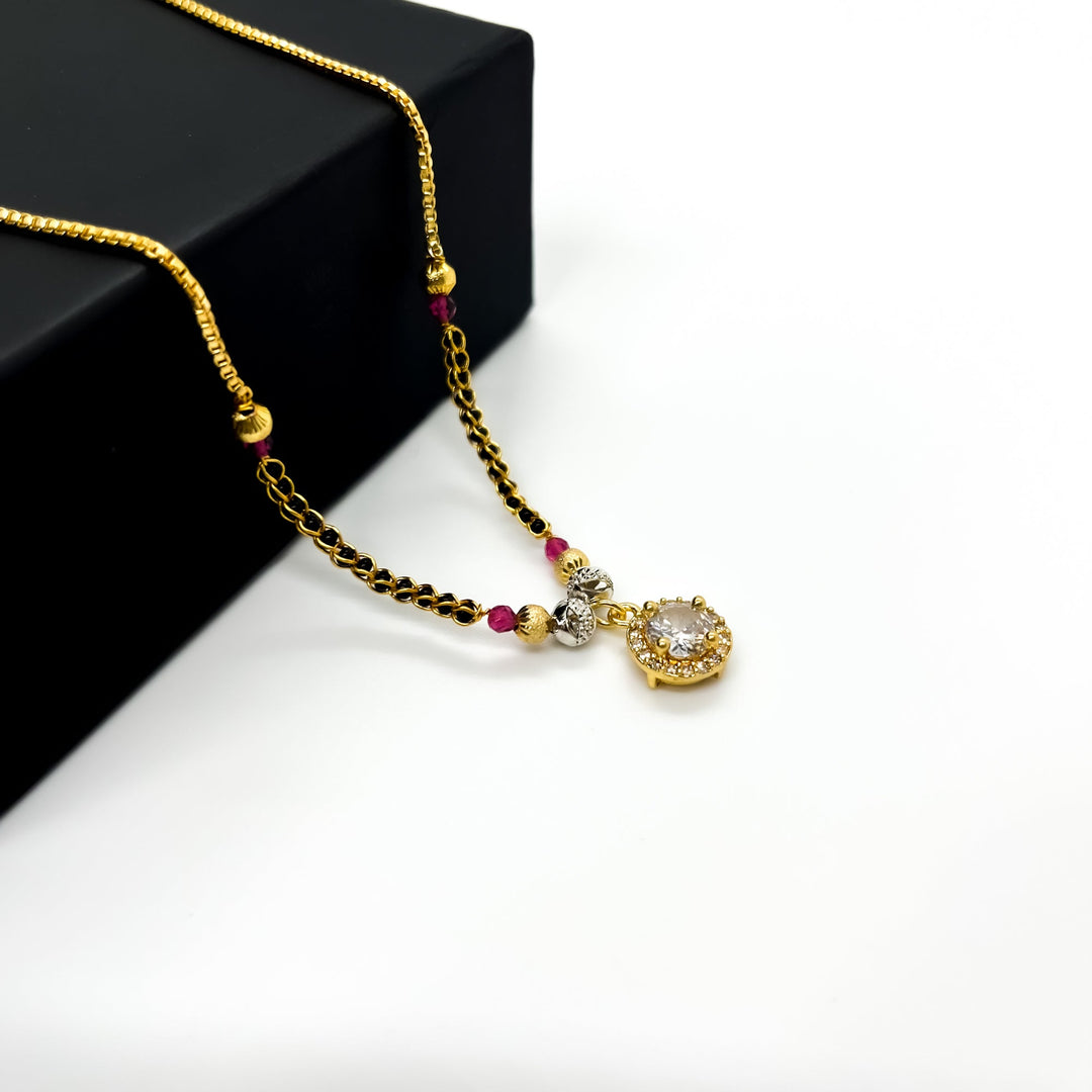 Round Diamond Pendant Mangalsutra For Women