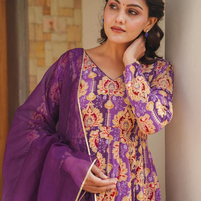PRANAVI PURPLE HEAVY SUIT SET