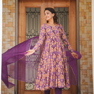 PRANAVI PURPLE HEAVY SUIT SET