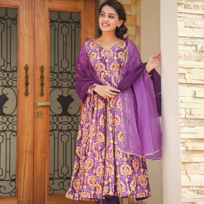 PRANAVI PURPLE HEAVY SUIT SET