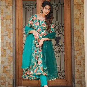 SHIBANI GREEN HEAVY SUIT SET