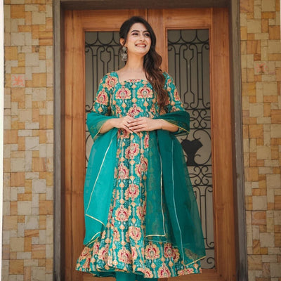 SHIBANI GREEN HEAVY SUIT SET