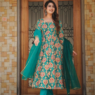 SHIBANI GREEN HEAVY SUIT SET