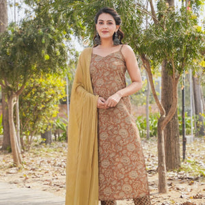 SEPIA BROWN STRAIGHT SUIT SET
