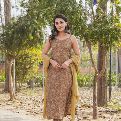 SEPIA BROWN STRAIGHT SUIT SET
