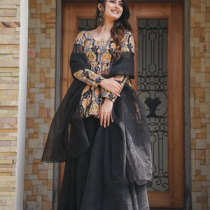 IDHITRI BLACK KURTA-PALAZZO SET