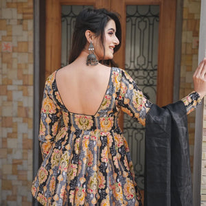 IDHITRI BLACK KURTA-PALAZZO SET