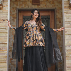 IDHITRI BLACK KURTA-PALAZZO SET