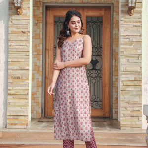 CRIMSON MUSLIN STRAIGHT SUIT SET