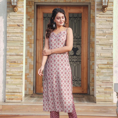 CRIMSON MUSLIN STRAIGHT SUIT SET