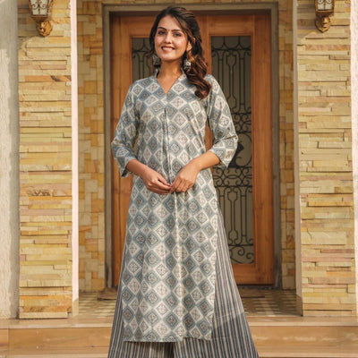 HARBOR GREY KURTA-PALAZZO SET