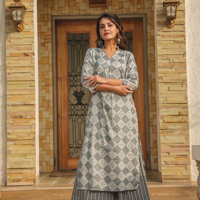 HARBOR GREY KURTA-PALAZZO SET