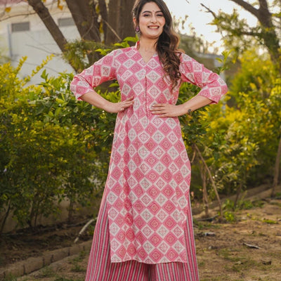 CARNATION PINK KURTA-PALAZZO SET