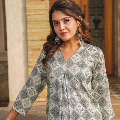 HARBOR GREY KURTA-PALAZZO SET