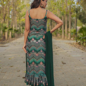 GREEN UPADDA STRAIGHT SUIT SET