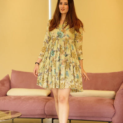 mulmul green floral dress
