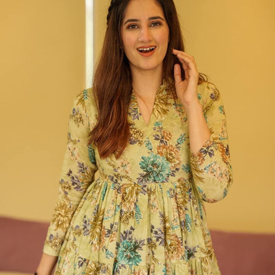mulmul green floral dress