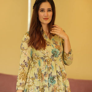 mulmul green floral dress